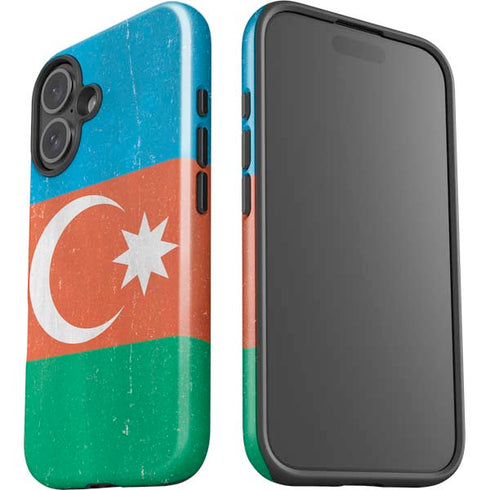 Azerbaijan Flag Distressed iPhone 16 Plus Impact Case